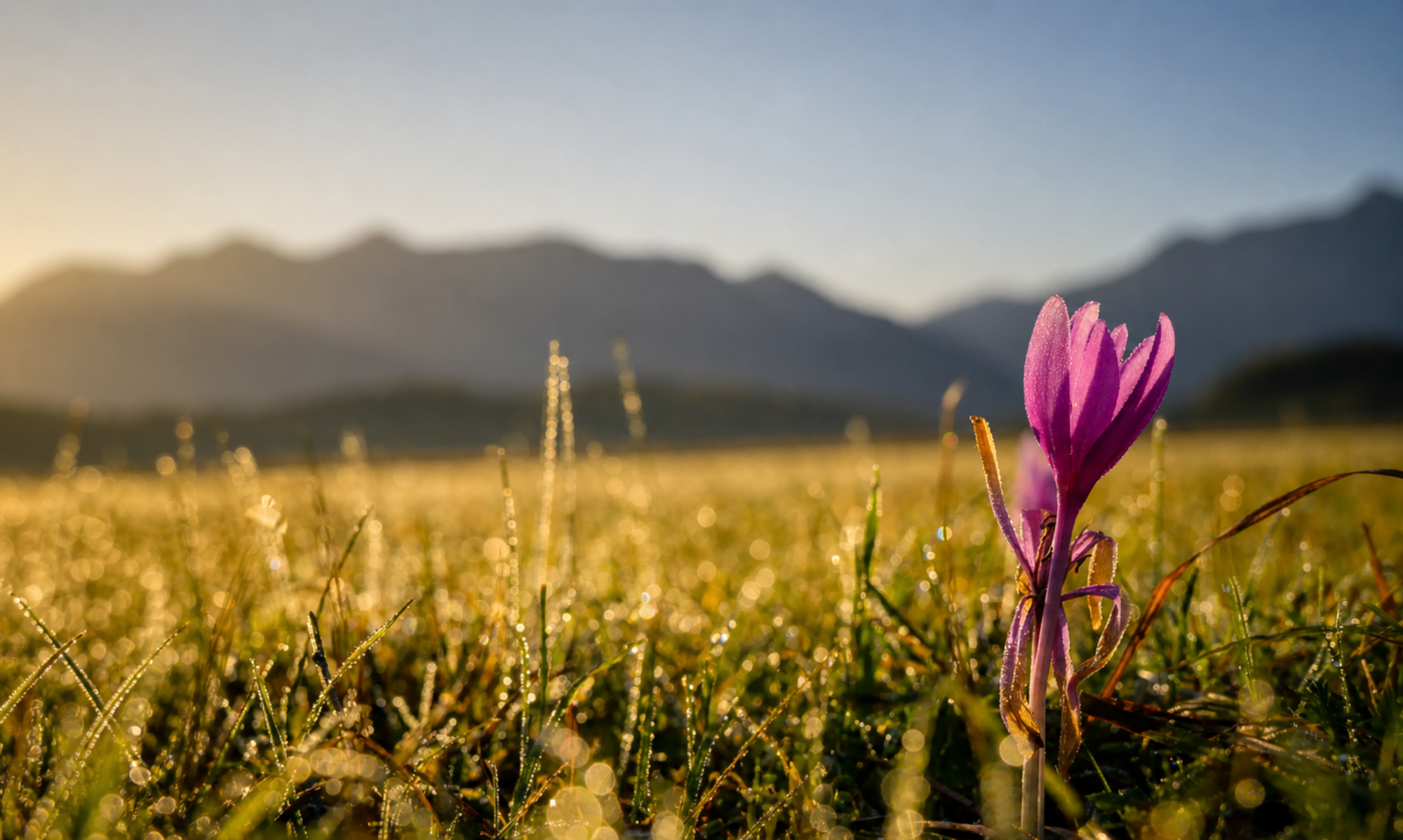 Eine Moosblume im warmen Morgenlicht vor einer sanft verschwommenen Bergkulisse im Oberland. Das Bild vermittelt Ruhe, Natürlichkeit und regionale Verbundenheit – passend zum Anspruch von Lumina Pflegedienst GmbH, Menschen im Alltag persönlich, zuverlässig und einfühlsam zu begleiten. Foto: Thomas Rychly / vr-easy Marketing Solutions
